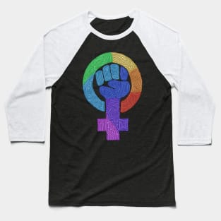 Swirly Rainbow Feminist Symbol Baseball T-Shirt